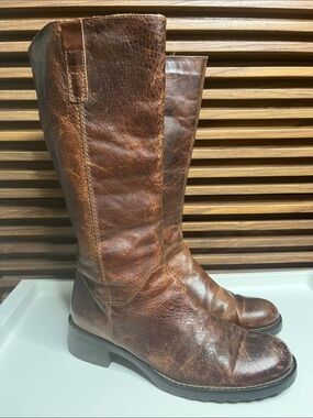 Vintage Mjus Brown Leather Riding Campus Boots Tall Size 9